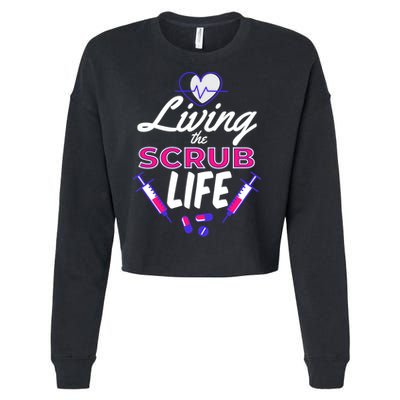 Living The Scrub Life Nurse Cropped Pullover Crew