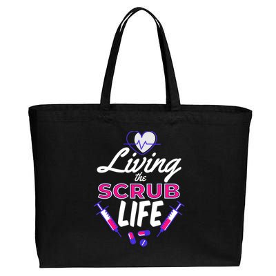 Living The Scrub Life Nurse Cotton Canvas Jumbo Tote