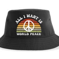 Ll I Want Is World Peace And Love Peace Sign Hippie Sustainable Bucket Hat