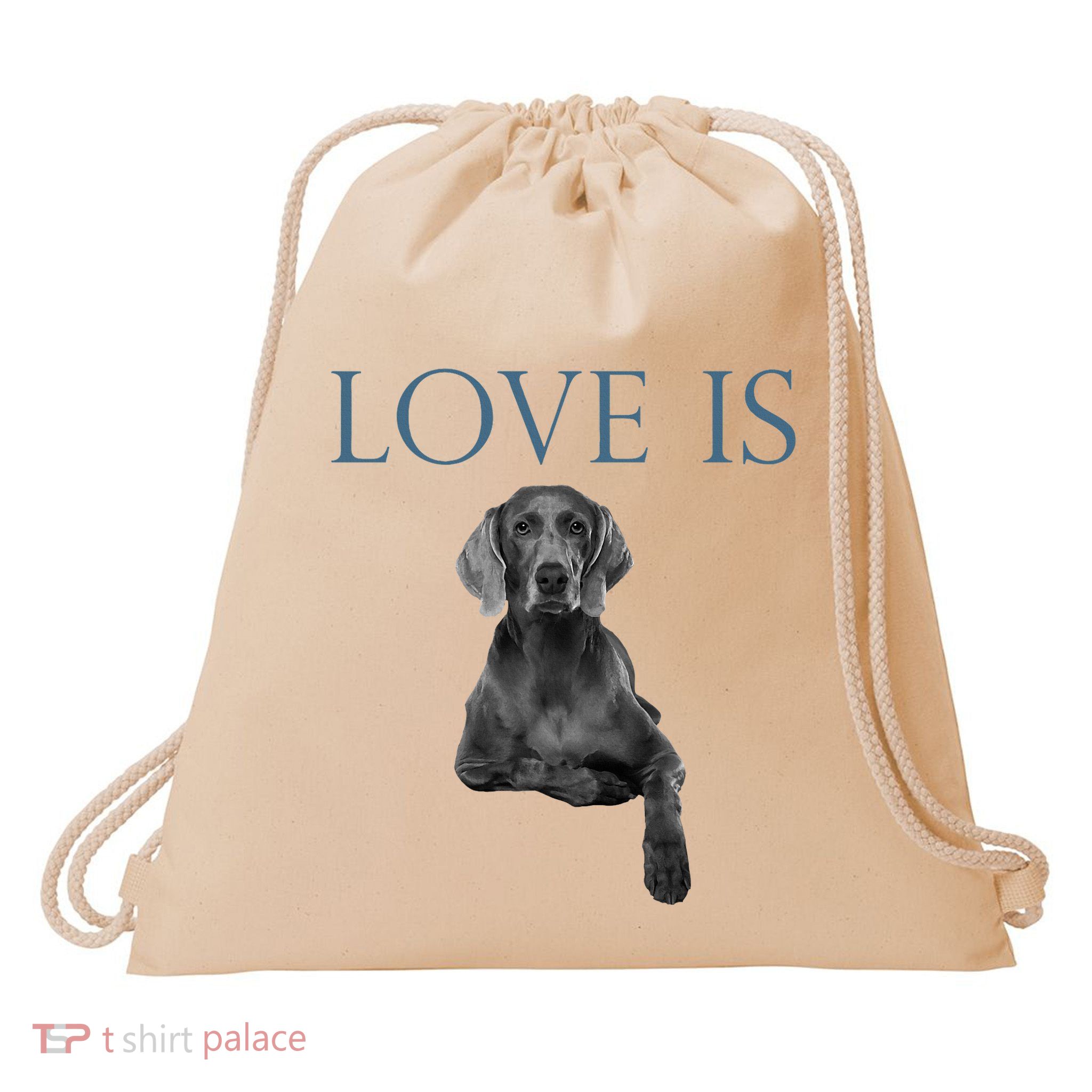 Love Is Weimaraner Drawstring Bag