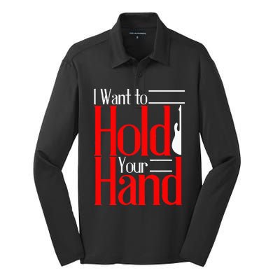 LyricLyfe I WANT TO HOLD YOUR HAND Silk Touch Performance Long Sleeve Polo