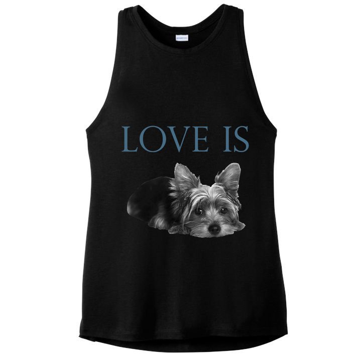 Love Is Yorkshire Terrier Yorkie Ladies PosiCharge Tri-Blend Wicking Tank