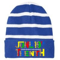 Leopard Juneteenth 19th Freedom Black Pride Black History Gift Striped Beanie with Solid Band