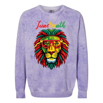 Lion Juneteenth 1865 Black History Freedom African American Colorblast Crewneck Sweatshirt