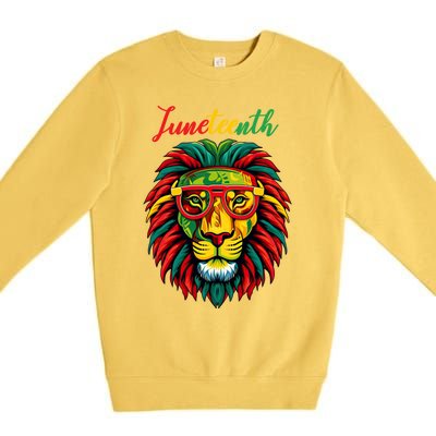 Lion Juneteenth 1865 Black History Freedom African American Premium Crewneck Sweatshirt