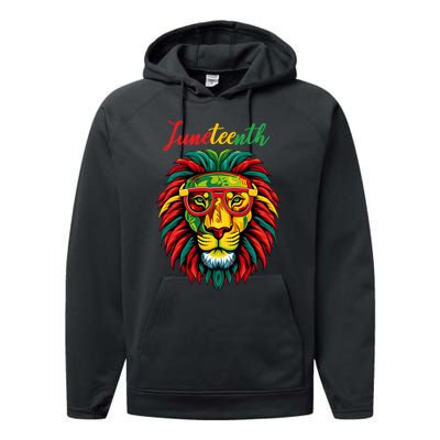 Lion Juneteenth 1865 Black History Freedom African American Performance Fleece Hoodie