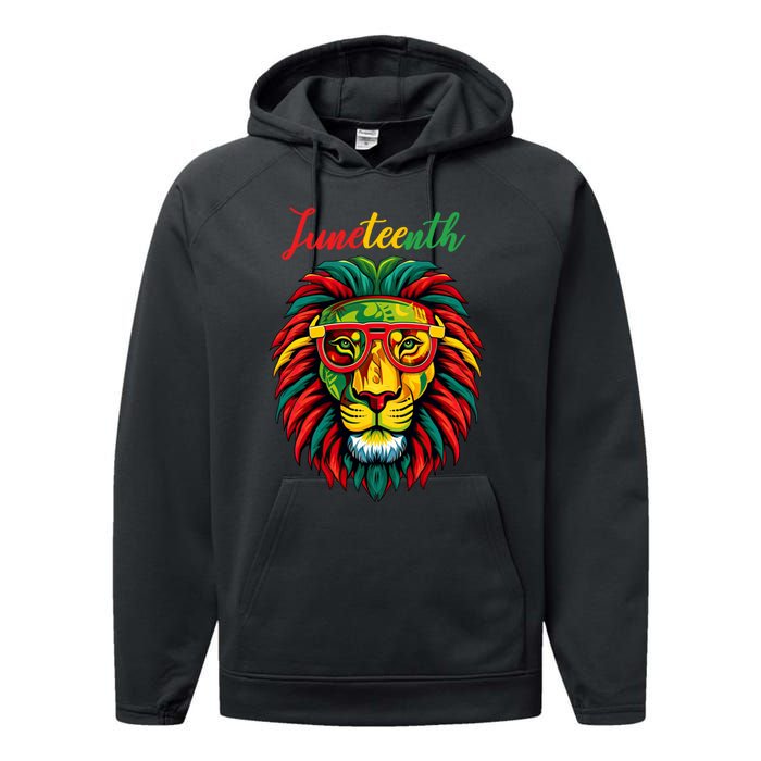 Lion Juneteenth 1865 Black History Freedom African American Performance Fleece Hoodie