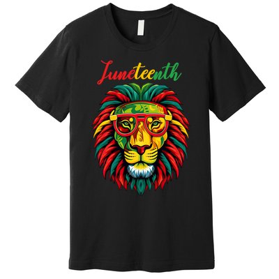 Lion Juneteenth 1865 Black History Freedom African American Premium T-Shirt