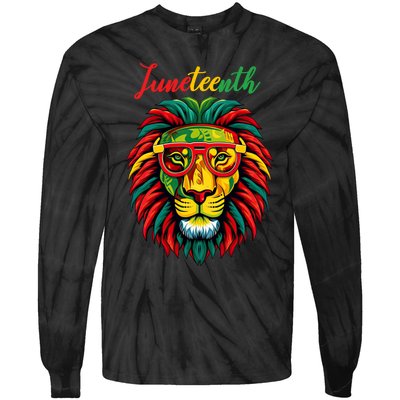 Lion Juneteenth 1865 Black History Freedom African American Tie-Dye Long Sleeve Shirt