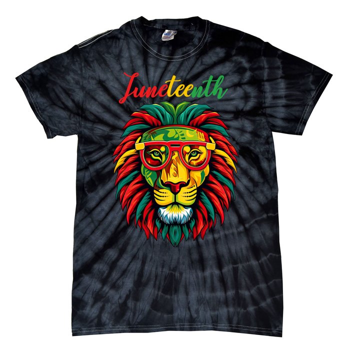 Lion Juneteenth 1865 Black History Freedom African American Tie-Dye T-Shirt