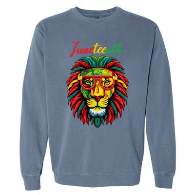 Lion Juneteenth 1865 Black History Freedom African American Garment-Dyed Sweatshirt