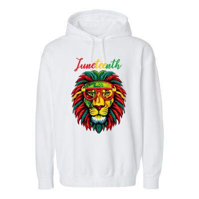 Lion Juneteenth 1865 Black History Freedom African American Garment-Dyed Fleece Hoodie