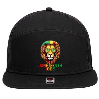 Lion Juneteenth 1865 Black History Freedom African American 7 Panel Mesh Trucker Snapback Hat