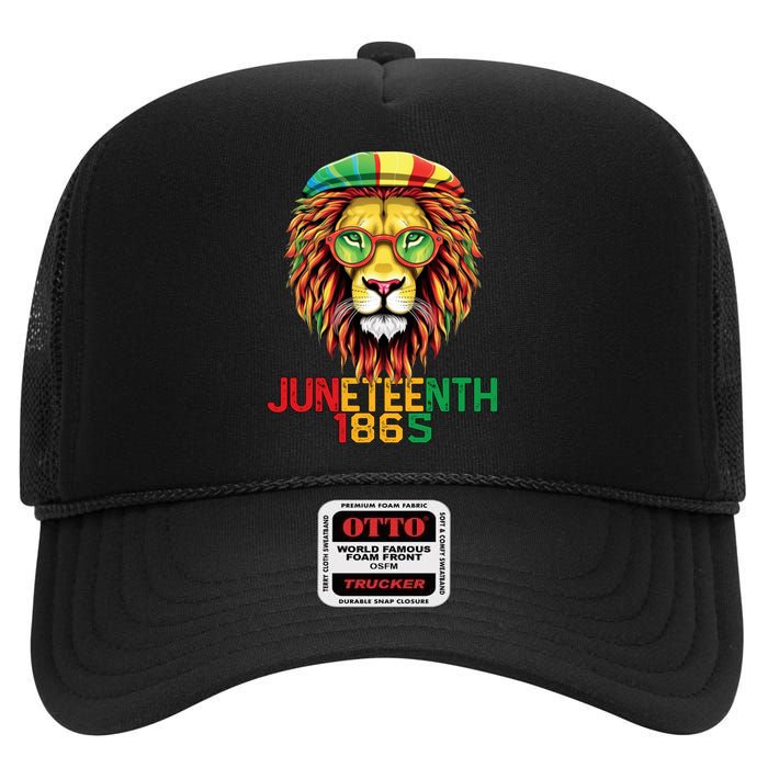 Lion Juneteenth 1865 Black History Freedom African American High Crown Mesh Back Trucker Hat