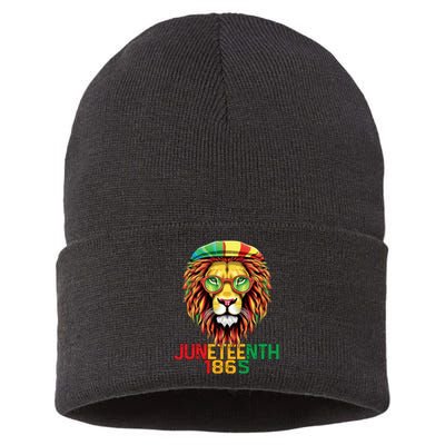 Lion Juneteenth 1865 Black History Freedom African American Sustainable Knit Beanie