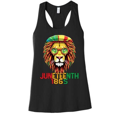 Lion Juneteenth 1865 Black History Freedom African American Women's Racerback Tank