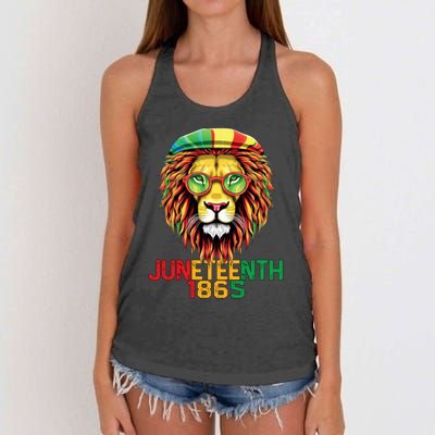 Lion Juneteenth 1865 Black History Freedom African American Women's Knotted Racerback Tank