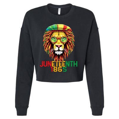 Lion Juneteenth 1865 Black History Freedom African American Cropped Pullover Crew