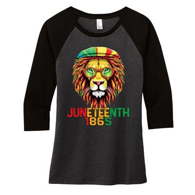 Lion Juneteenth 1865 Black History Freedom African American Women's Tri-Blend 3/4-Sleeve Raglan Shirt