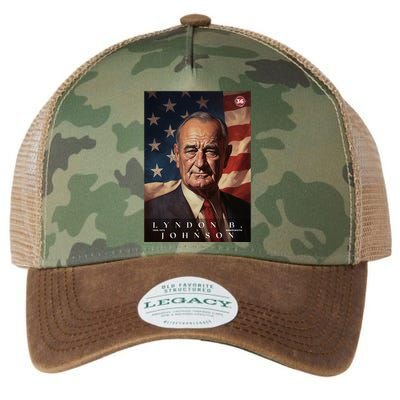 Lyndon Johnson 36th President Of The United States Portrait Legacy Tie Dye Trucker Hat