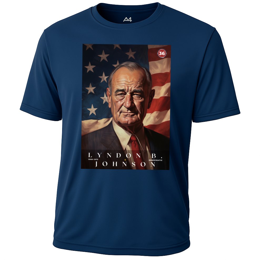 Lyndon Johnson 36th President Of The United States Portrait Cooling Performance Crew T-Shirt