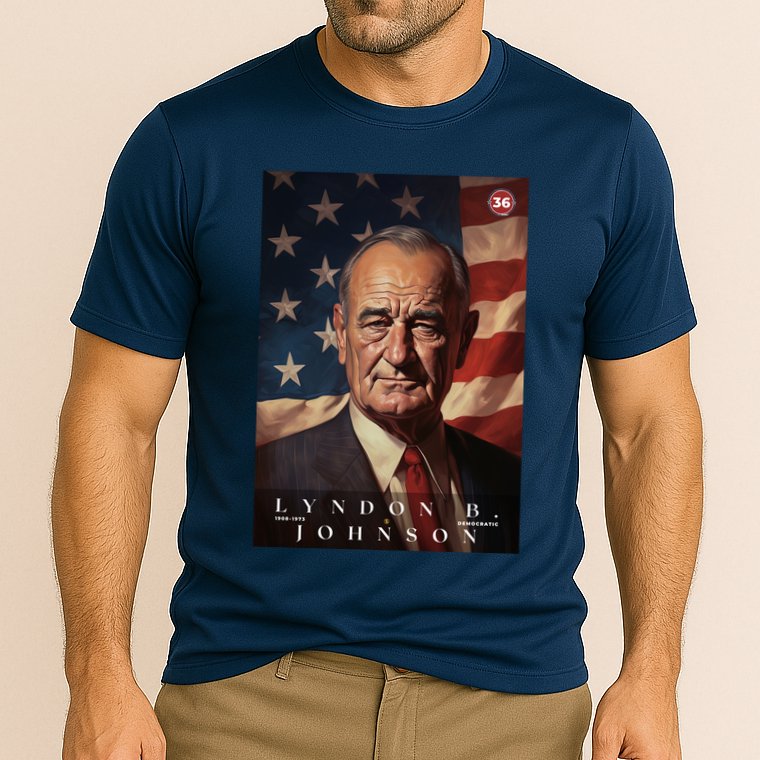 Lyndon Johnson 36th President Of The United States Portrait Cooling Performance Crew T-Shirt