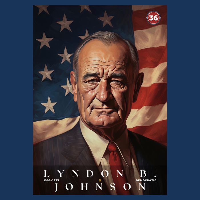 Lyndon Johnson 36th President Of The United States Portrait Cooling Performance Crew T-Shirt