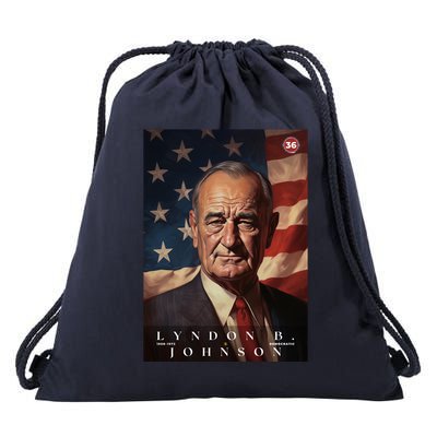 Lyndon Johnson 36th President Of The United States Portrait Drawstring Bag