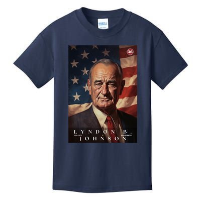 Lyndon Johnson 36th President Of The United States Portrait Kids T-Shirt