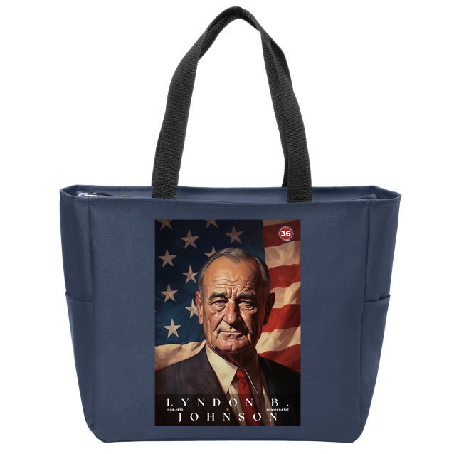 Lyndon Johnson 36th President Of The United States Portrait Zip Tote Bag