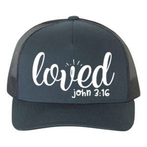 Loved John 3:16 Quote Yupoong Adult 5-Panel Trucker Hat