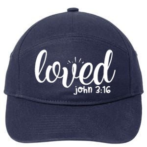 Loved John 3:16 Quote 7-Panel Snapback Hat