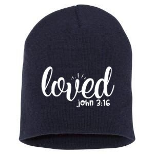 Loved John 3:16 Quote Short Acrylic Beanie