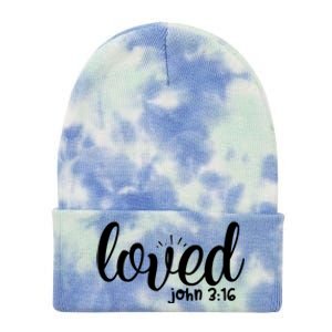 Loved John 3:16 Quote Tie Dye 12in Knit Beanie