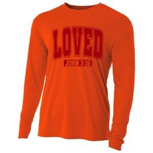 Loved John 3:16 Christian Valentines Bible Verse Valentine Gift Cooling Performance Long Sleeve Crew