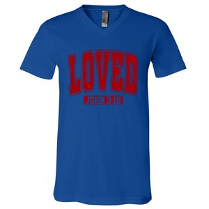 Loved John 3:16 Christian Valentines Bible Verse Valentine Gift V-Neck T-Shirt