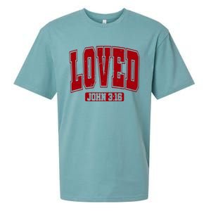 Loved John 3:16 Christian Valentines Bible Verse Valentine Gift Sueded Cloud Jersey T-Shirt