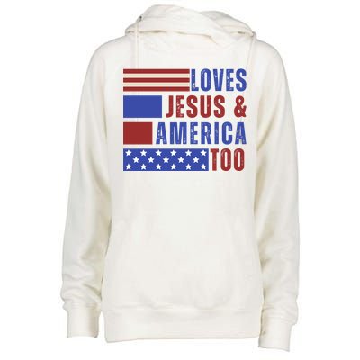 Love Jesus And America Too Womens Funnel Neck Pullover Hood