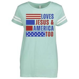 Love Jesus And America Too Enza Ladies Jersey Football T-Shirt