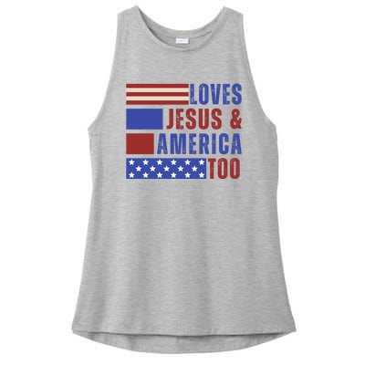 Love Jesus And America Too Ladies PosiCharge Tri-Blend Wicking Tank