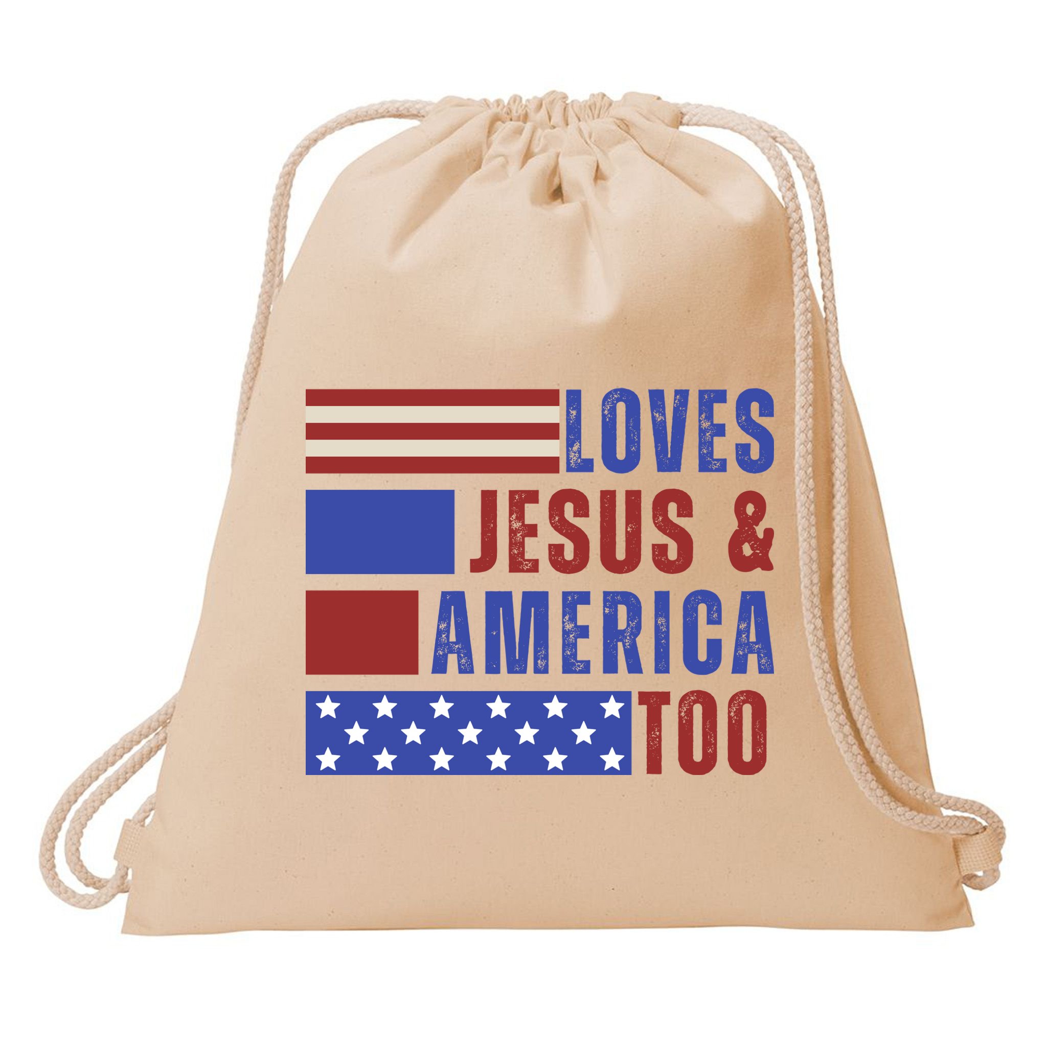 Love Jesus And America Too Drawstring Bag