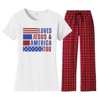 Love Jesus And America Too Women's Flannel Pajama Set