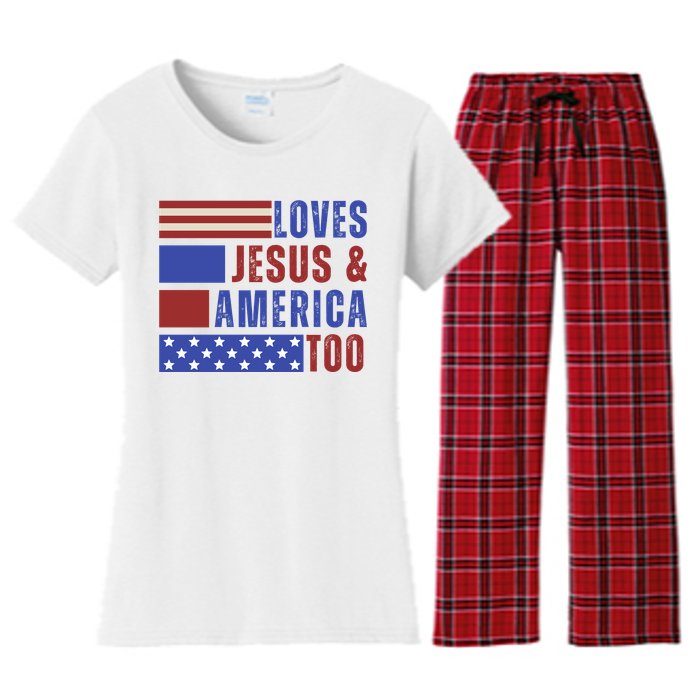 Love Jesus And America Too Women's Flannel Pajama Set