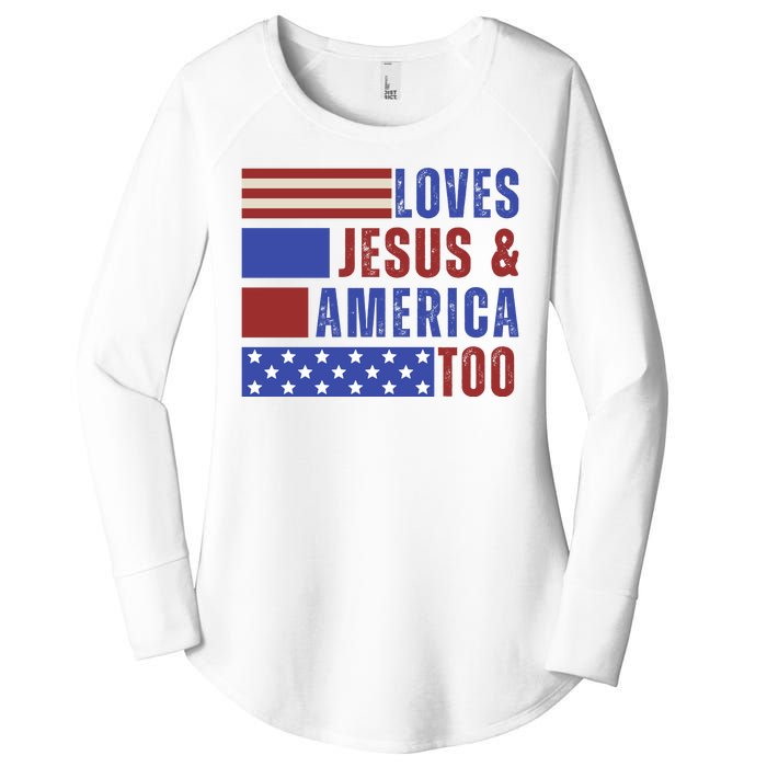 Love Jesus And America Too Women's Perfect Tri Tunic Long Sleeve Shirt