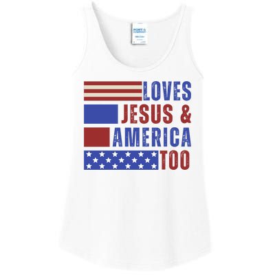 Love Jesus And America Too Ladies Essential Tank