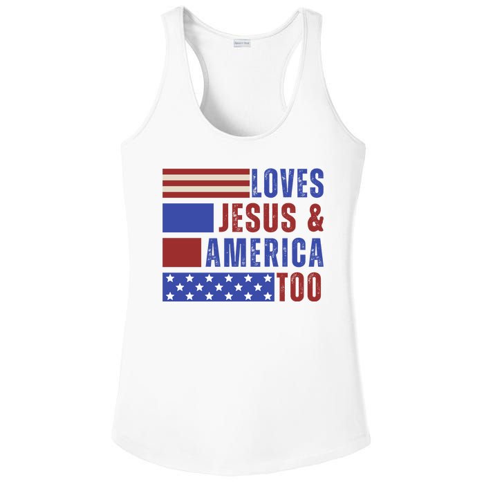 Love Jesus And America Too Ladies PosiCharge Competitor Racerback Tank