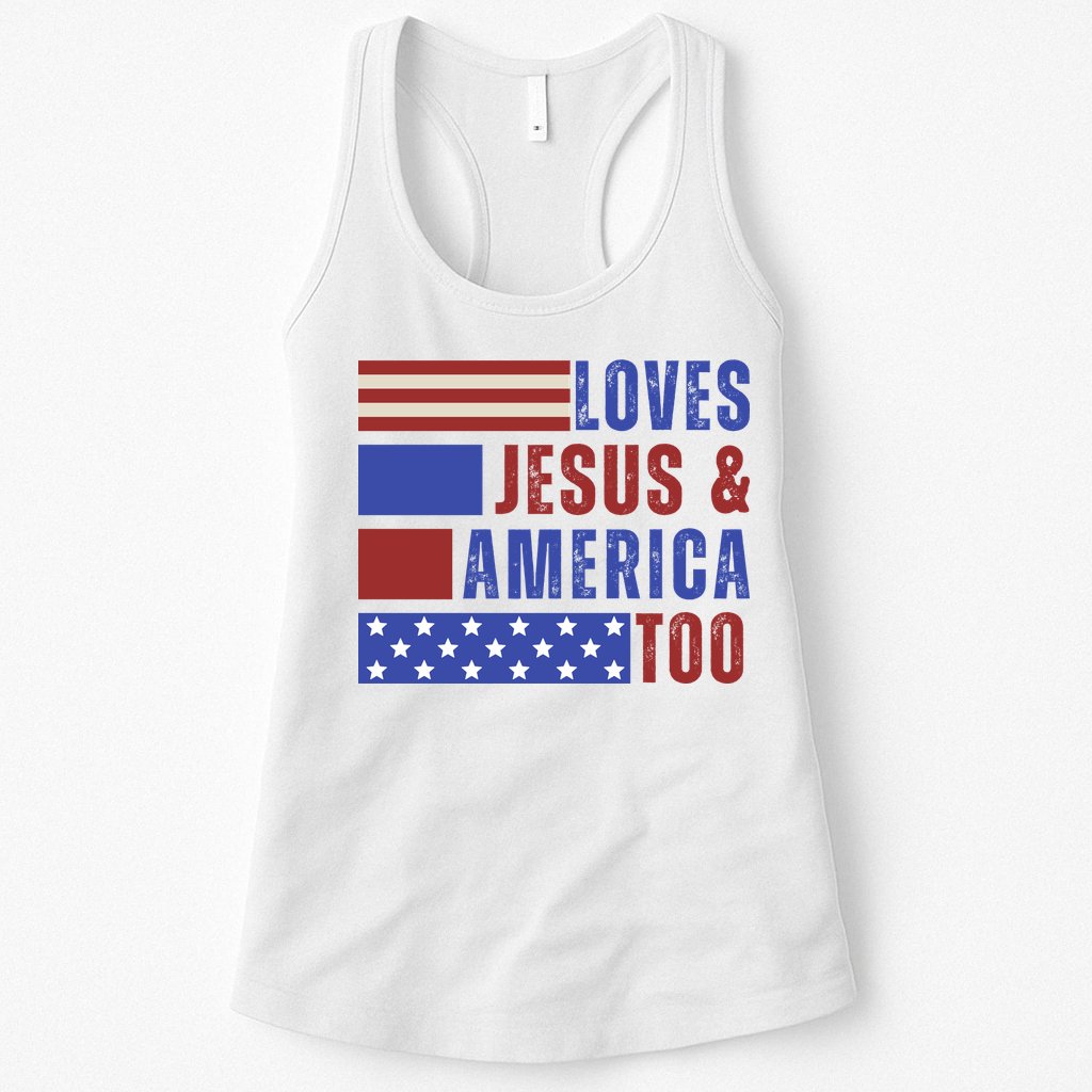 Love Jesus And America Too Womens Tank Top