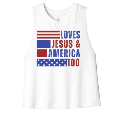 Love Jesus And America Too Women's Racerback Cropped Tank