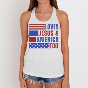 Love Jesus And America Too Women's Knotted Racerback Tank