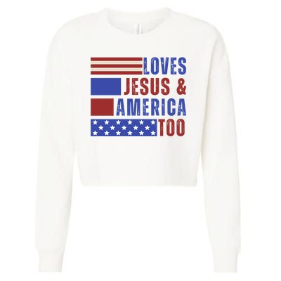 Love Jesus And America Too Cropped Pullover Crew